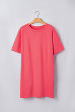 Coral Paradise Drop Shoulder Loose Casual T Shirt Mini Dress