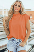 Yellow Solid Color High Neck Cap Sleeve Loose Top