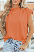 Yellow Solid Color High Neck Cap Sleeve Loose Top