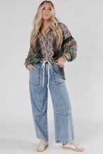 Ashleigh Blue Acid Wash Exposed Seam Drawstring High Waist Jeans