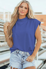Yellow Solid Color High Neck Cap Sleeve Loose Top