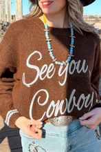 Light Grey Letter Embroidered Graphic Sweater