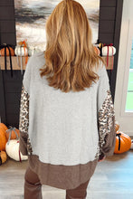 Gray Plus Size Leopard Patchwork Baggy Sweatshirt