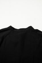 Black Hidden Buttons Short Sleeve Ruffle Tiered Long Flared Dress
