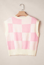 Pink Preppy Checkered Bowknot Knit Vest
