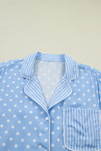 Sky Blue Dotted Print Soft Short Pajama Set