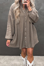 Simply Taupe Waffle Knit Shirt Tunic Mini Dress