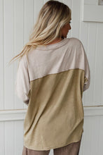 Green Flower Patched Exposed Seam 3/4 Sleeve top