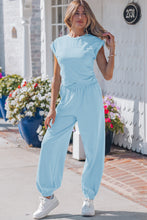 Moonlight Jade Solid Color Cropped Tank Top and Jogger Pants Set