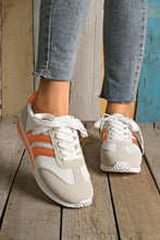 White Patchwork Breathable Lace Up Sneakers