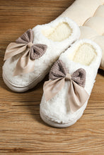 Camel Contrast Bowknot Applique Plush Winter Slippers (Colors May Differ by Batch)