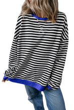 Sky Blue Stripe Contrast Edge Oversized Pullover