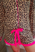 Light French Beige Leopard Ruffle Long Sleeve Pajama Set