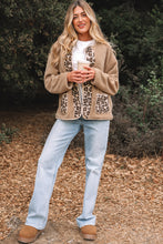 Casual Leopard Print Accent Plush Jacket with Pockets