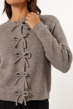 Philippine Gray Sweet Bow Front Cropped Knit Cardigan