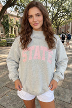 Light Grey Exposed Seam Mock Neck Letter Embroidered Loose Sweatshirt