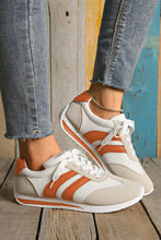 White Patchwork Breathable Lace Up Sneakers