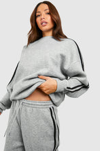 Light Grey Solid Color Side Striped Sweatshirt Pants Set