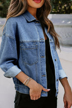 Light Blue Washed Oversized Pocketed Denim Jacket