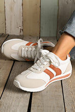 White Patchwork Breathable Lace Up Sneakers