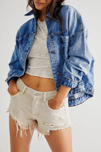 Light Blue Washed Oversized Pocketed Denim Jacket