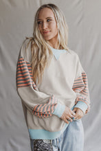 Jet Stream Colorblock Patchwork Striped Sleeve Sweatshirt