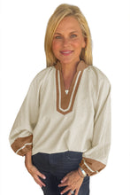 Jet Stream Colorblock Contrast V-neck Long Sleeve Blouse