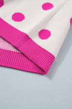 Rose Red Polka Dot Puff Short Sleeve Sweater Top