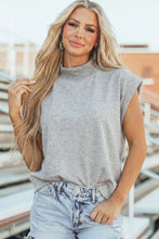 Yellow Solid Color High Neck Cap Sleeve Loose Top