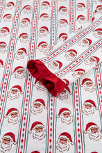 White Christmas Santa Claus Contrast Ruffle Trim Pajama Set