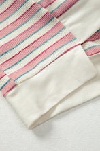 Khaki Striped Patchwork Oversized Pullover Top