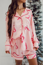 Pink Candy Cane Print Christmas Pajama Set