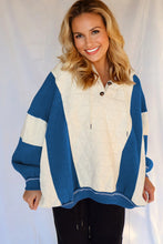 White Quilted Color Block Patchwork Oversize Hoodie