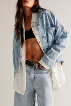 Light Blue Washed Oversized Pocketed Denim Jacket