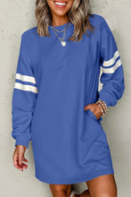 Sky Blue Preppy Striped Sleeve Loose Mini Dress