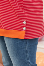 Orange Stripe Plus Size Drop Shoulder Long Sleeve Top