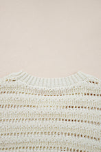 White Hollow Out Knit Round Neck Sweater