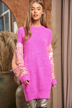 Sequin Sleeve Sweater Knit Tunic Top