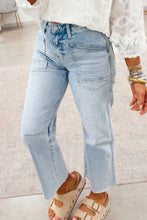 Beau Blue Frayed Cropped Straight Jeans