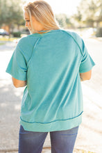 Mint Green Color Block Raglan Sleeve Buttoned Plus Size T Shirt