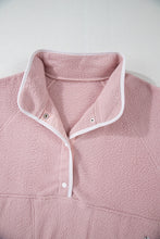 Fushia High Collar Long Sleeve Pocket Pullover Sweatshirt