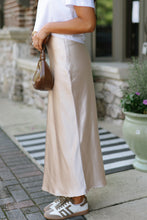 Jet Stream Satin Solid Color High Waist Maxi Skirt