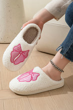 White Cute Bowknot Pattern Plush Slippers