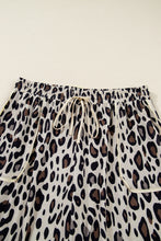 Khaki Exposed Seam Patched Pocket Plus Size Leopard Wide Leg Pants