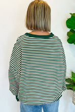 Brown Stripe Drop Shoulder Long Sleeve Top