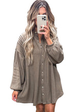 Simply Taupe Waffle Knit Shirt Tunic Mini Dress