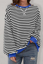 Sky Blue Stripe Contrast Edge Oversized Pullover