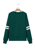 Orange Preppy Striped Sleeve Loose Sweatshirt