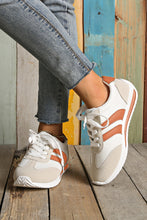 White Patchwork Breathable Lace Up Sneakers