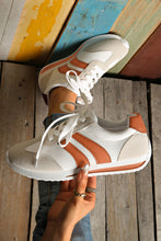 White Patchwork Breathable Lace Up Sneakers